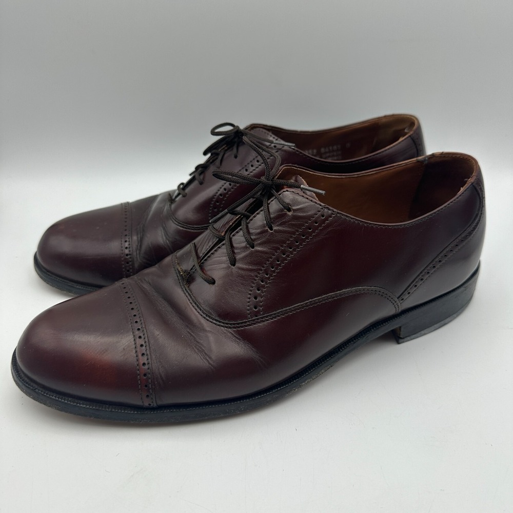 Bostonian Classics Oxford Mens 10 Burgundy Leather Cap Toe Brogue 20352‎
